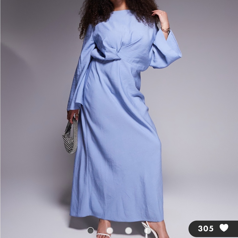 ASOS Long Sleeve Blue Maxi Dress